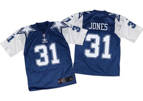 Nike Cowboys #31 Byron Jones Navy Blue/White Throwback Men's Stitched NFL Elite Jersey - Click Image to Close
